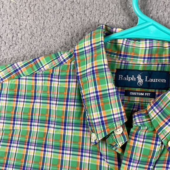 Ralph Lauren Classic Fit Button Down Shirt Men's Large Green Plaid Preppy Causal - Picture 8 of 11
